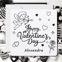 Valentines Querubim & Doodle Romântico Personaliza