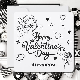 Cartão De Festividades Valentines Querubim & Doodle Romântico Personaliza