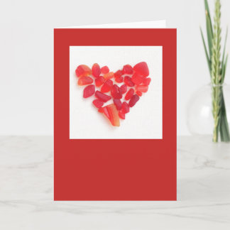 Cartão De Festividades Valentine's sea glass card! Red sea glass heart