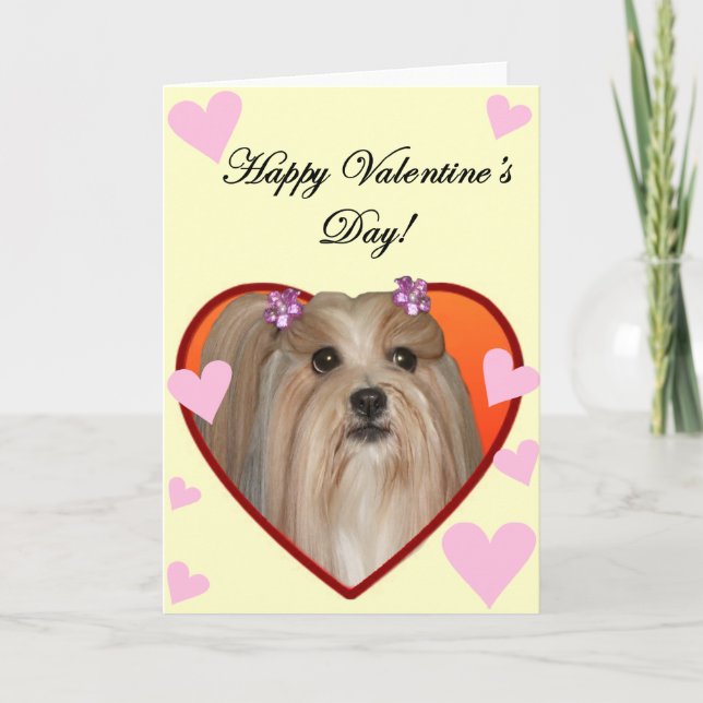 Cartão De Festividades Valentine's Shih Tzu greeting card (Frente)