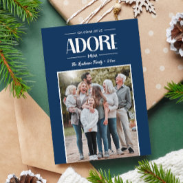 Cartão De Festividades Vamos Adorá-Lo Foto Cristã AZUL