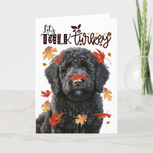 Cartão De Festividades Vamos Black Labradoodle de Ação de Graças, Turquia