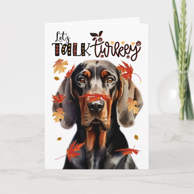 Cartão De Festividades Vamos de Ação de Graças de Black Tan Coonhound Fal (Frente)