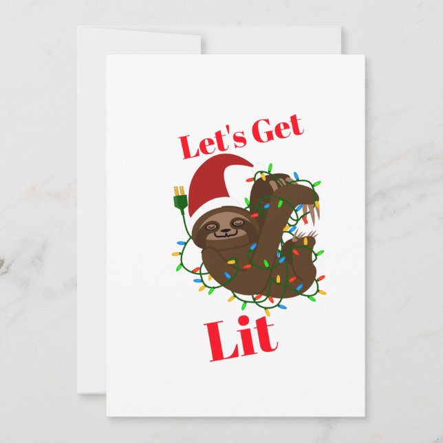 Cartão De Festividades Vamos Lit Christmas Sloth (Frente)