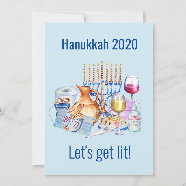 Cartão De Festividades Vamos Lit Wine Lover Hanukkah 2020 (Frente)