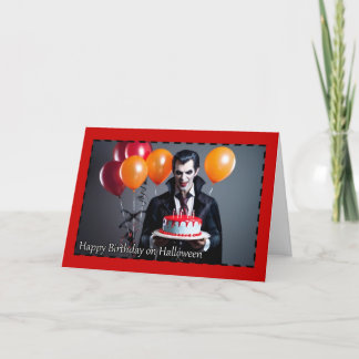 Cartão De Festividades Vampiro com Bolo de Aniversário - Aniversário de H