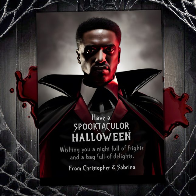 Cartão De Festividades Vampiro Spookire Dracula Halloween Saudação (Criador carregado)