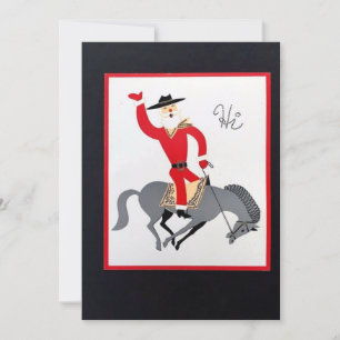 Cartão De Festividades Vaqueiro de Natal Antigo Cavalgando Cavalo