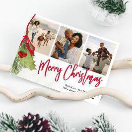 Cartão De Festividades Várias Fotografias de Natal Holly