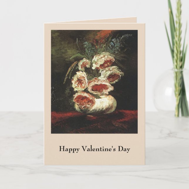 Cartão De Festividades Vase with Peonies by Vincent van Gogh (Frente)