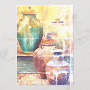 Cartão De Festividades Vasos Vintage Arte Acrílica Caroline Vendredid852