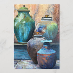 Cartão De Festividades Vasos Vintage Arte Acrílica Carolinedf51