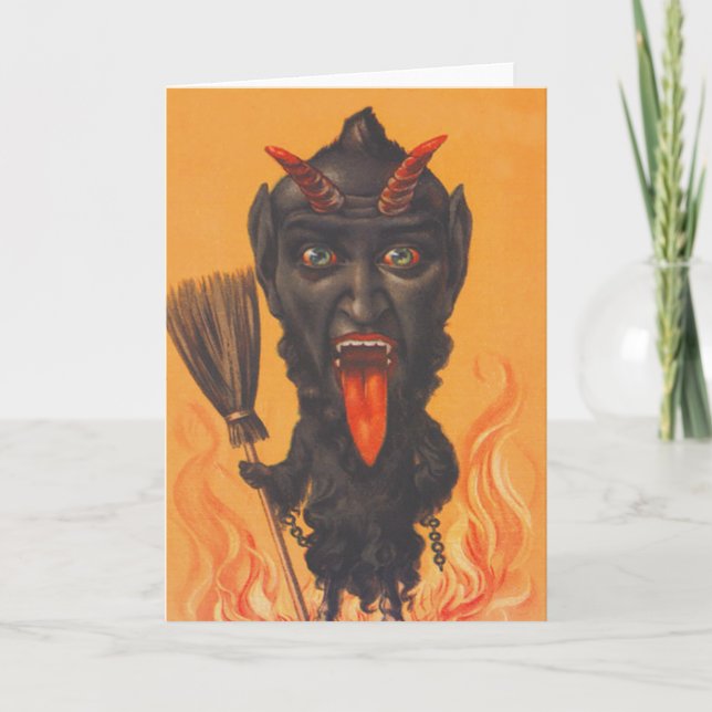 Cartão De Festividades Vassoura Correntes do Inferno do Krampus (Frente)