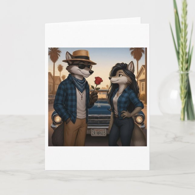 Cartão De Festividades Vato Lobo "Valentines" (Frente)