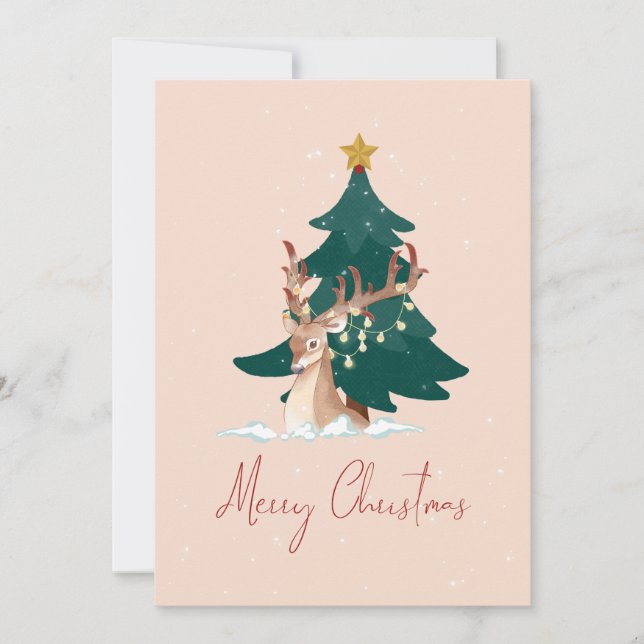 Cartão De Festividades veado de Natal (Frente)
