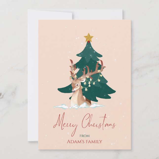 Cartão De Festividades Veado de Natal personalizável (Frente)