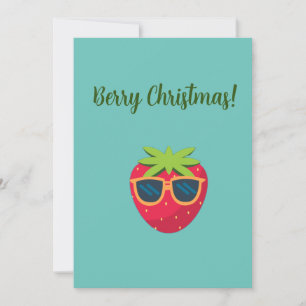 Cartão De Festividades Vegan Berry Christmas com StrawberryGreeting Card