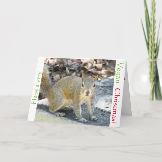 Cartão De Festividades Vegan squirrel Christmas card (Frente)