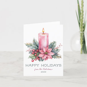 Cartão De Festividades Vela de Natal de Cores Aquáticas PERSONALIZADAS El