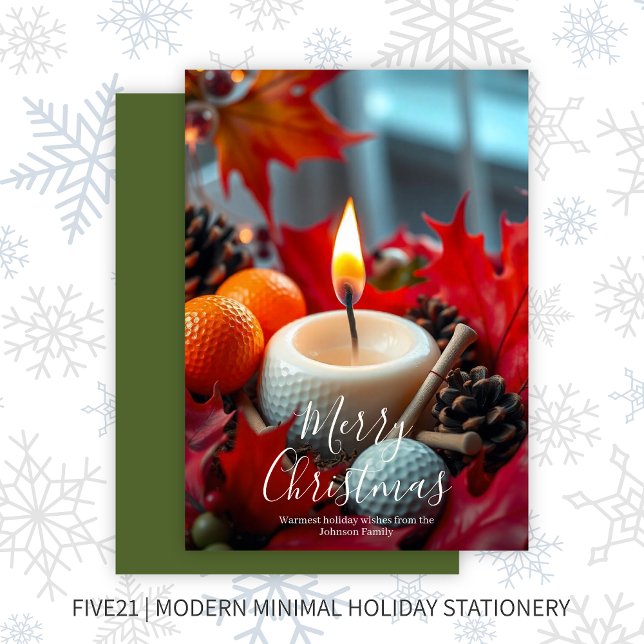 Cartão De Festividades Vela de Natal de Golf - Verde (Criador carregado)