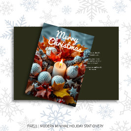 Cartão De Festividades Vela de Natal de Golfe - Olive