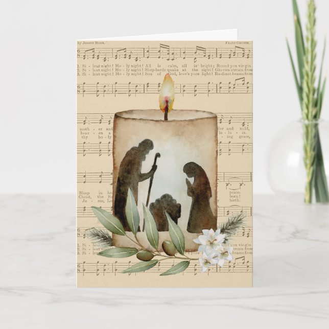 Cartão De Festividades Vela de Natal dobrada (Frente)