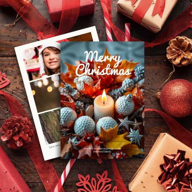 Cartão De Festividades Vela de Natal Golf ・ Foto da Família (Criador carregado)