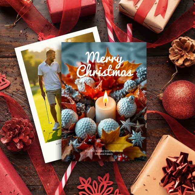 Cartão De Festividades Vela de Natal Golf ・ Foto da Família (Criador carregado)