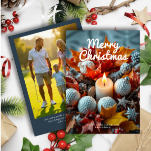Cartão De Festividades Vela de Natal Golf ・ Marinho de Fotografia da Famí