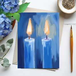 Cartão De Festividades Velas Azuis de Hanukkah