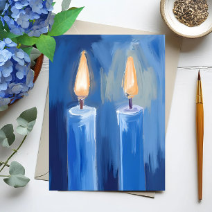 Cartão De Festividades Velas Azuis de Hanukkah