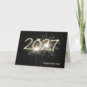Cartão De Festividades Velas de Ano Novo 2027 em Preto