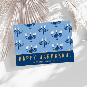 Cartão De Festividades Velas de Hanukkah Desenhadas à Mão Feliz Hanukkah