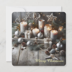 Cartão De Festividades Velas de Natal Grey Chic
