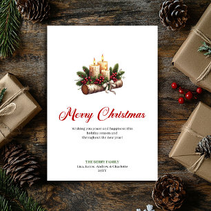 Cartão De Festividades Velas de Natal modernas ramificações de pinheiro s