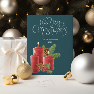 Cartão De Festividades Velas Vermelhas Elegantes Natal Planas