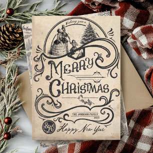 Cartão De Festividades Velho Mundo Natalino Vintage Caril Dickens