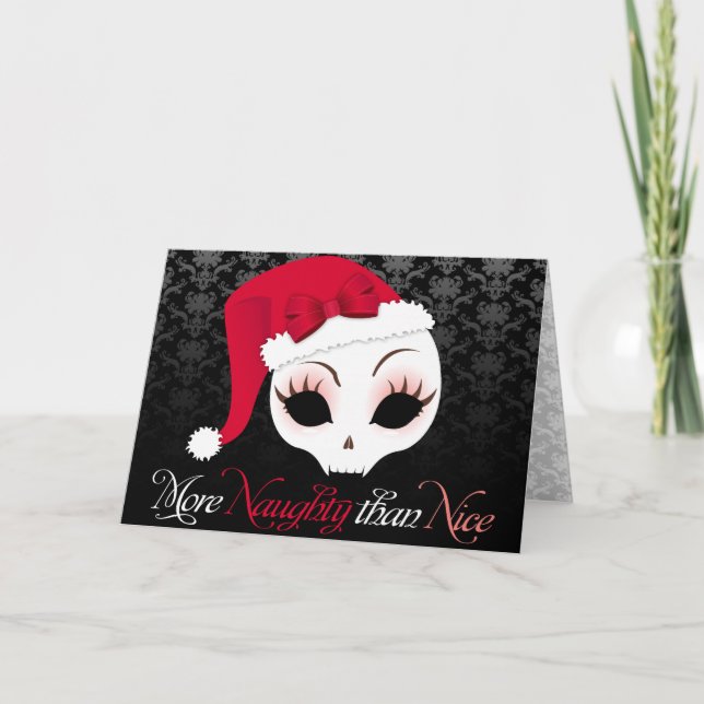 Cartão De Festividades Velusa Skullie "More Naughty than Nice" Card (Frente)