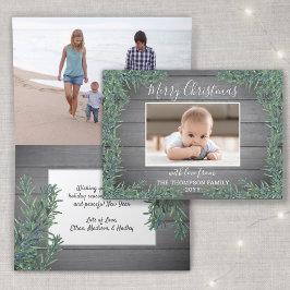 Cartão De Festividades Veneração Natal e Madeira de Cinza 2 Foto dobrada