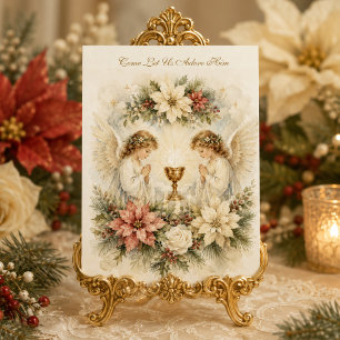 Cartão De Festividades Venha Vamos Adorá-Lo Eucarístico Anjo Natal
