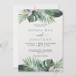 Cartão De Festividades Verão de Palma de Casamento Russo Tropical