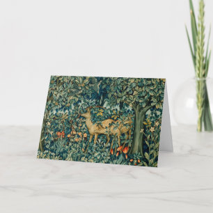 Cartão De Festividades VERDE,ANIMAIS FLORESTAIS FAZEM Natal Floral