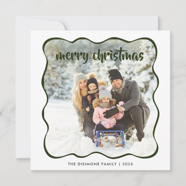 Cartão De Festividades Verde de Férias Modernas (Frente)