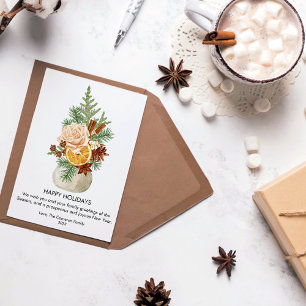 Cartão De Festividades Verde Laranja Rosa Canela Natal Flat