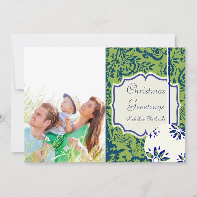 Cartão De Festividades Verde limão Floral Vintage (Frente)