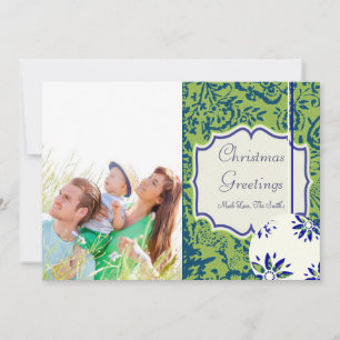 Cartão De Festividades Verde limão Floral Vintage