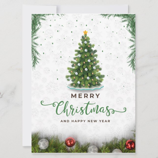 Cartão De Festividades Verde Moderno Feliz Natal (Frente)