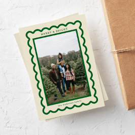 Cartão De Festividades Verde no Cream Simple Scallop Photo Frame
