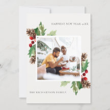 VERDE VERDE HOLLY BERRY PINE CONE ANO NOVO FOTO