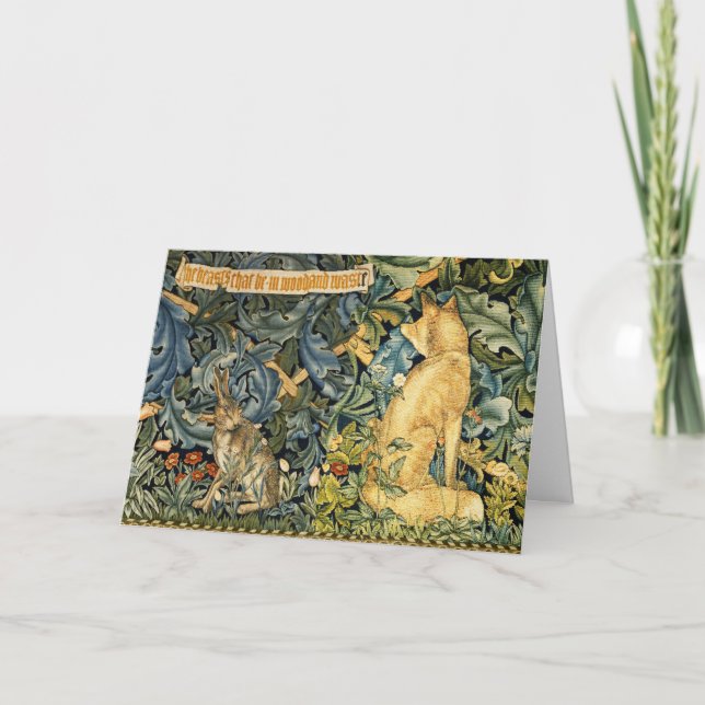 CARTÃO DE FESTIVIDADES VERDEJAMENTO,ANIMAIS DA FLORESTA,RAPOSA E LEBRE,FL (Frente)